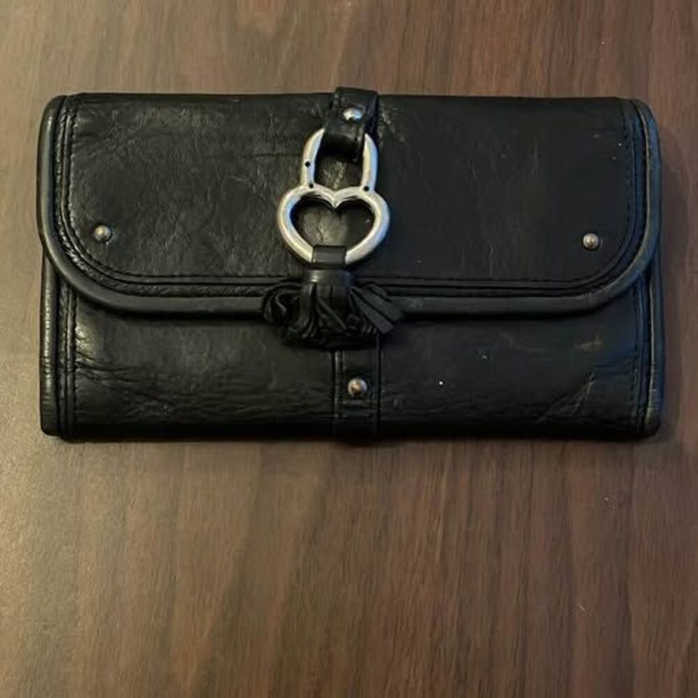 Vintage 90s Y2K Juicy Couture Black Leather Stud Tassle Wallet
